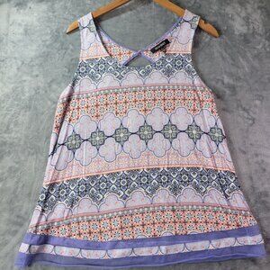 Ellen Tracy Womens Sleepwear Tank Top‎ L Multicolor Geometric Lounge Pajama